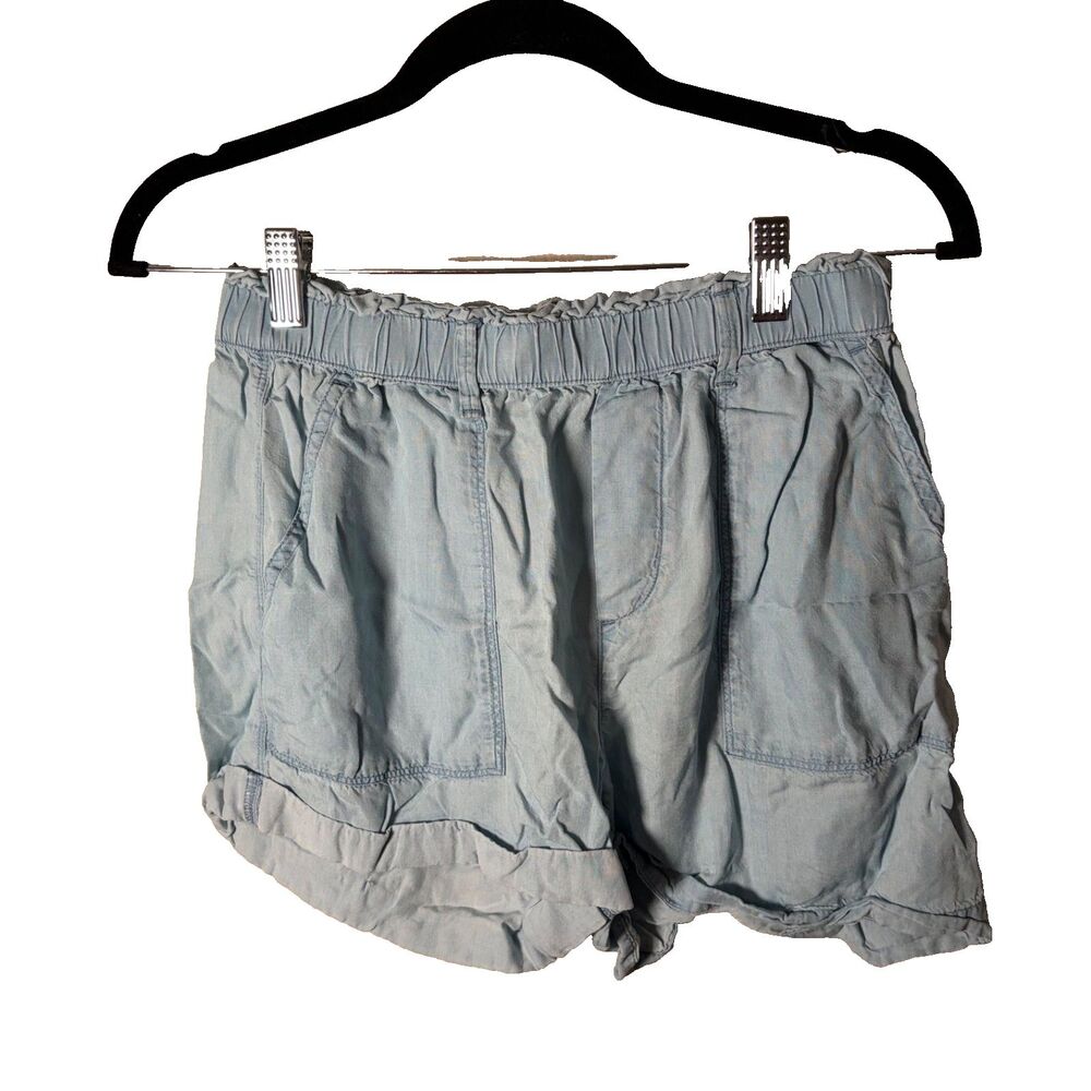 Aerie Shorts Women's Small Blue Chambray Pull On Ruffle Casual Boho